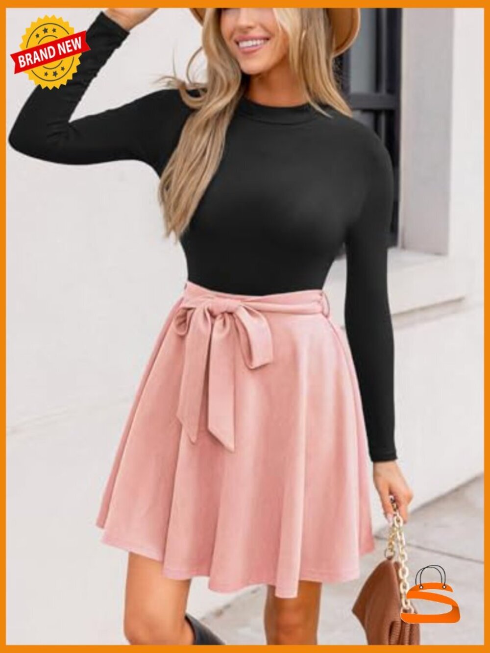 Long Sleeve A-Line Mini Dress with Belt for Work or Casual - Picture 5 of 5
